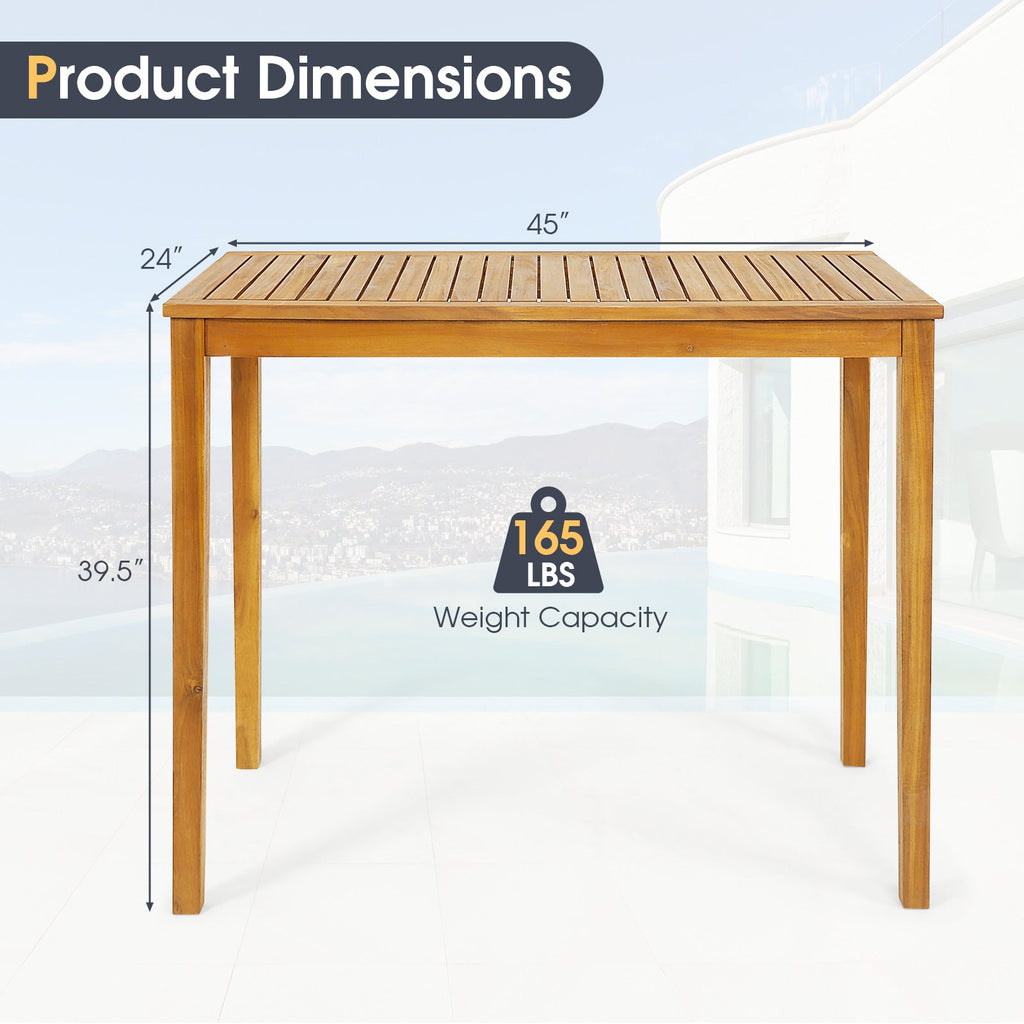 Rectangular Indoor and Outdoor Bar Height Table for Garden