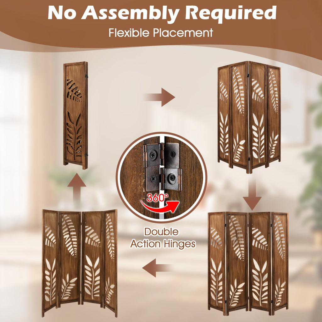 Room Divider 5.6 FT Folding Partition Stand with Double Action Metal Hinges