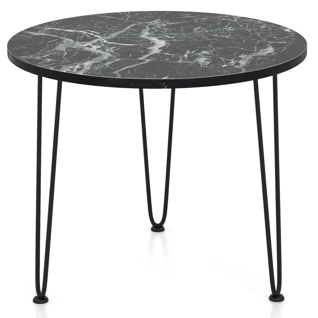 Round Coffee Table with Thickened Tabletop and Metal Tripod Legs