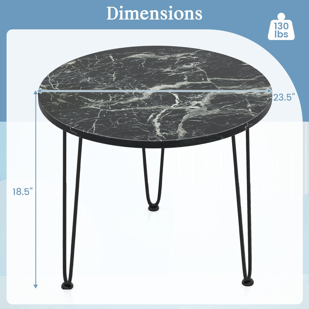 Round Coffee Table with Thickened Tabletop and Metal Tripod Legs
