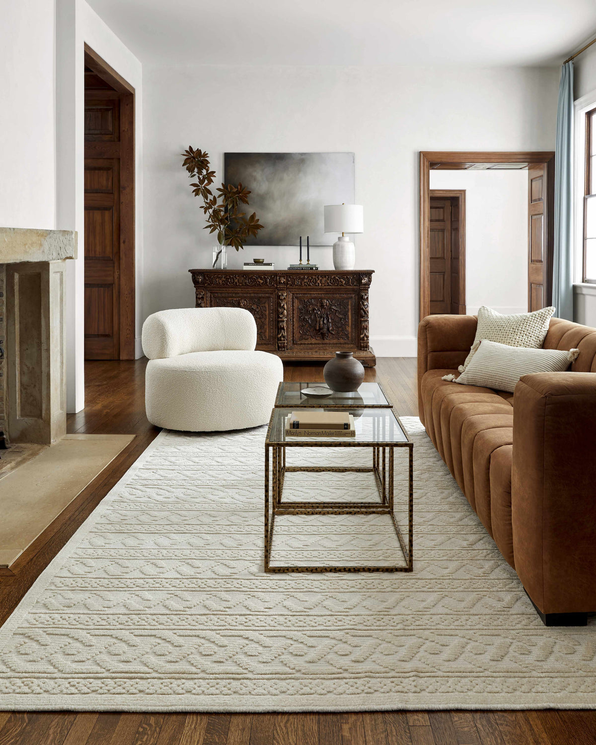 Fadey White 3D Washable Rug