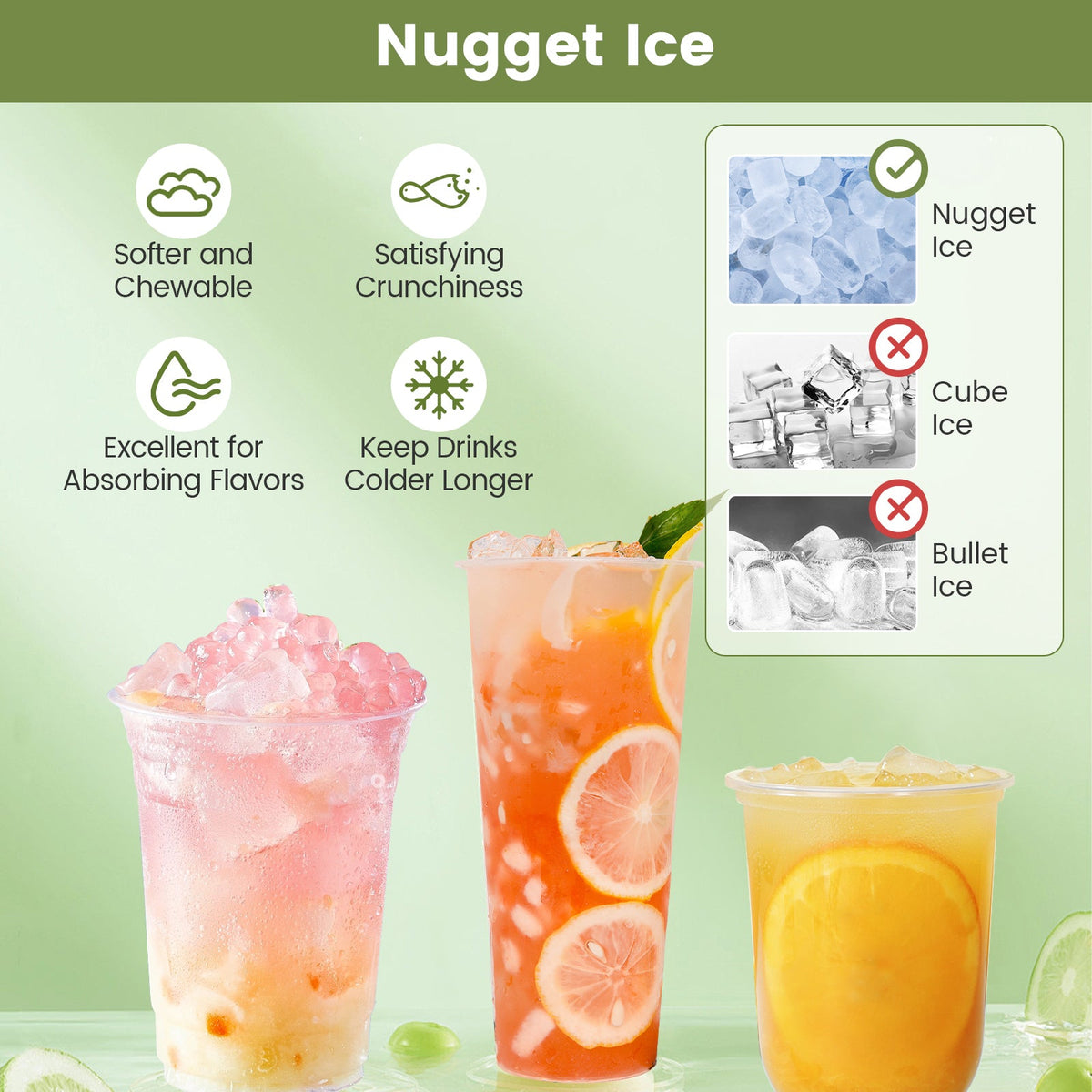 Self Dispensing Nugget Ice Maker Countertop with Soft Chewable Pellet Ice Cubes-Silver