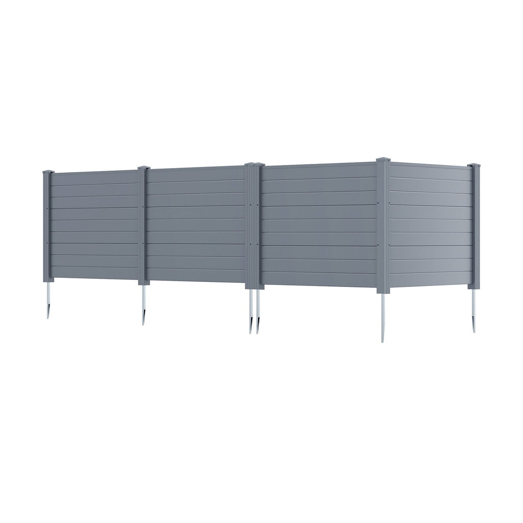 Set of 2 48 x 38 Inch Air Conditioner Fence 2 Panels with Metal Ground Stakes-Gray