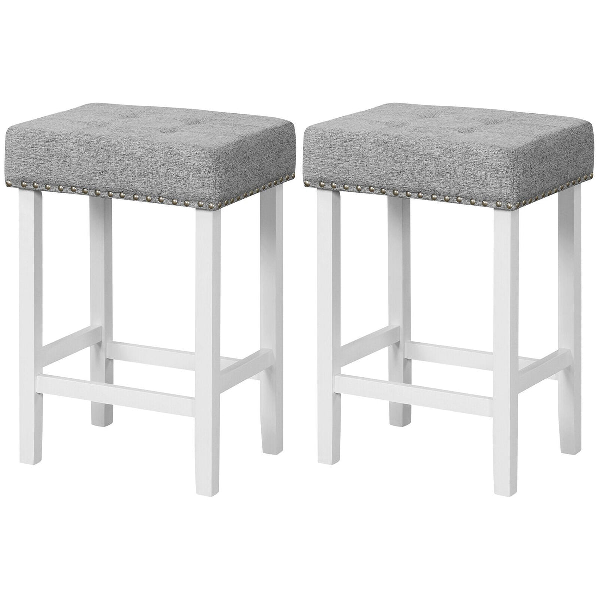 2 Pieces Counter Height Bar Stools with Sponge Padded Cushion