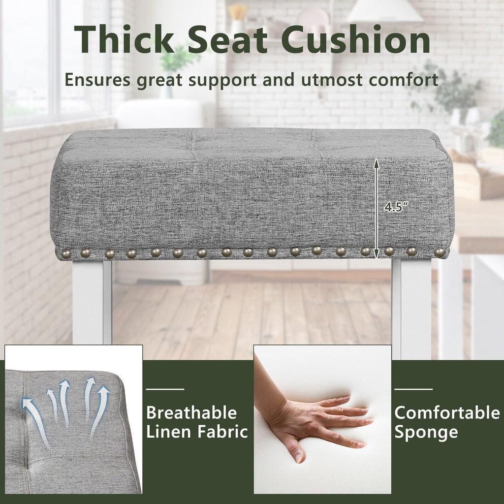 2 Pieces Counter Height Bar Stools with Sponge Padded Cushion