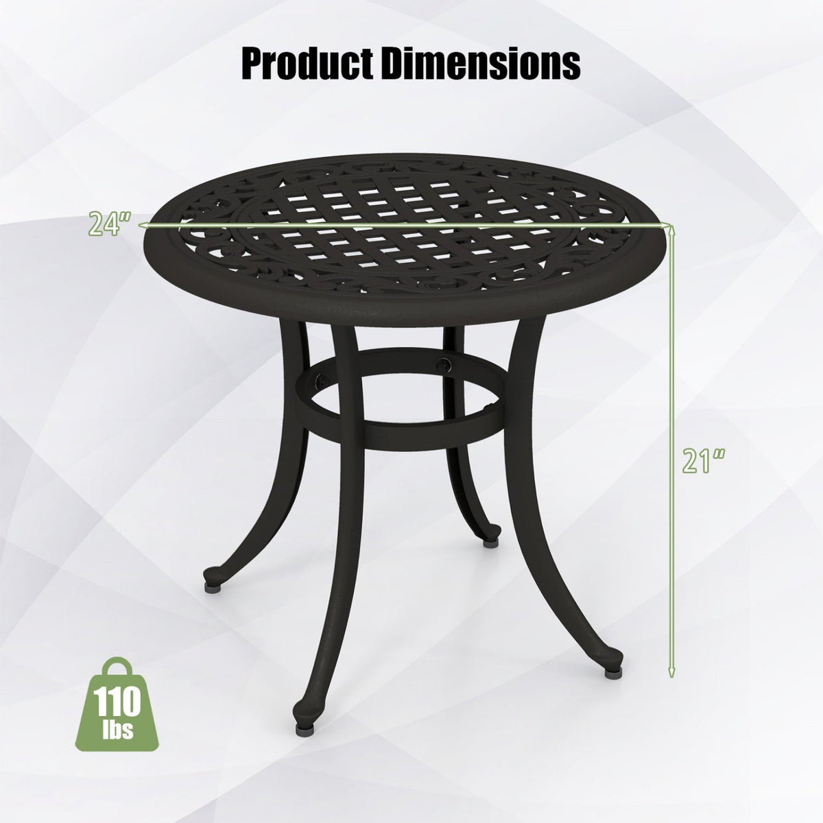 Aluminum Patio Side Tables Set of 2 with Adjustable Feet