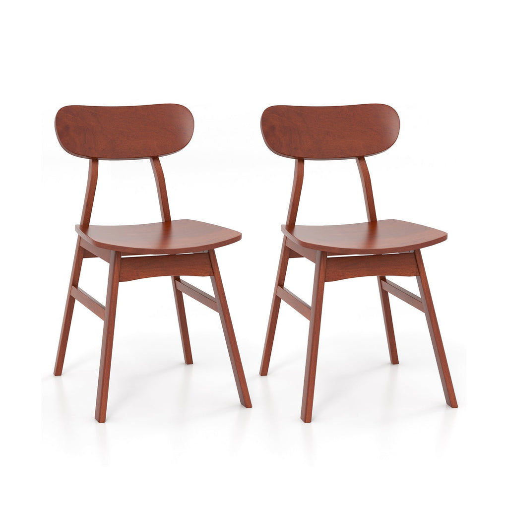 Set of 2 Modern Dining Chairs with Curved Backrest and Seat