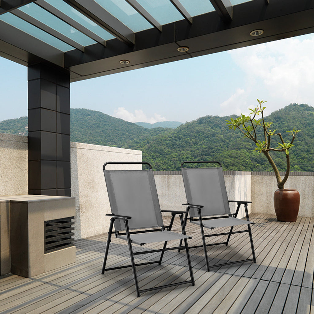 Outdoor Folding Sling Chairs with Armrest and Backrest