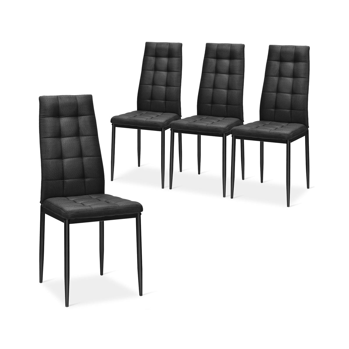 Set of 4 Fabric Dining Chairs Set with Upholstered Cushion and High Back
