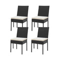 Set of 4 Patio Rattan Wicker Dining Chairs Set with Soft Cushions-Black