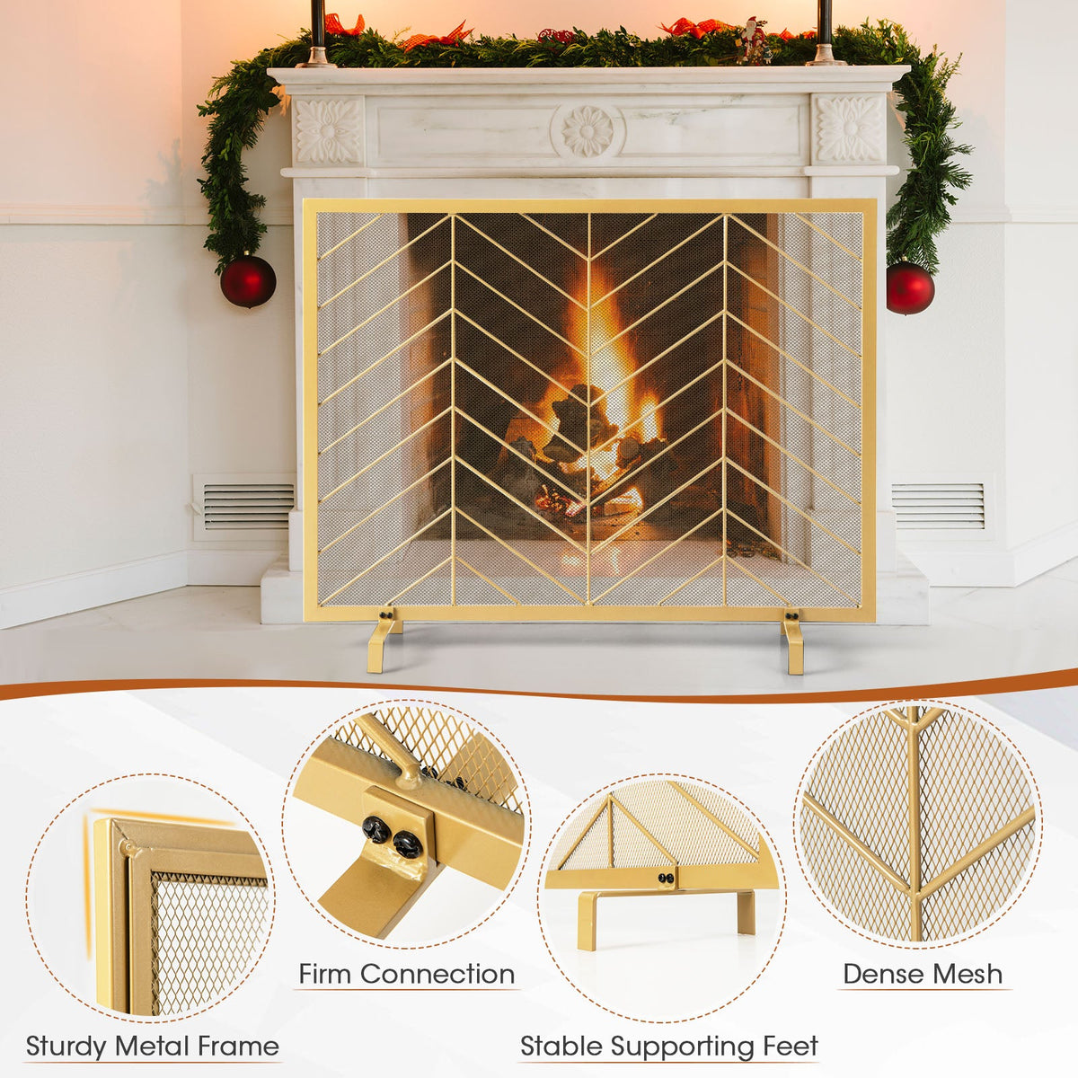 38 x 31 Inch Single Panel Fireplace Screen