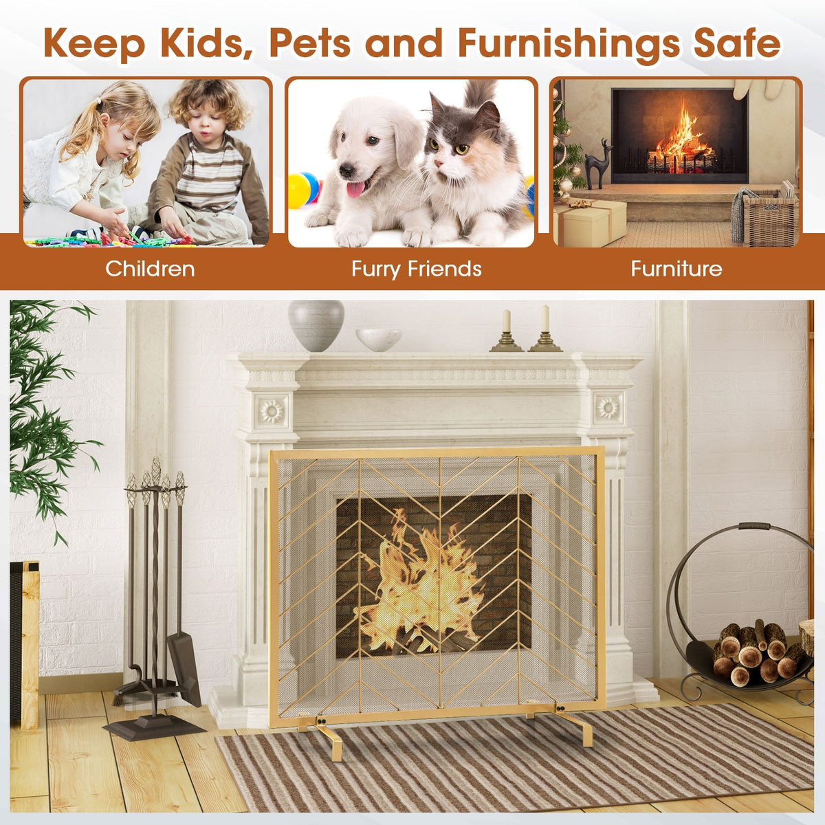 38 x 31 Inch Single Panel Fireplace Screen