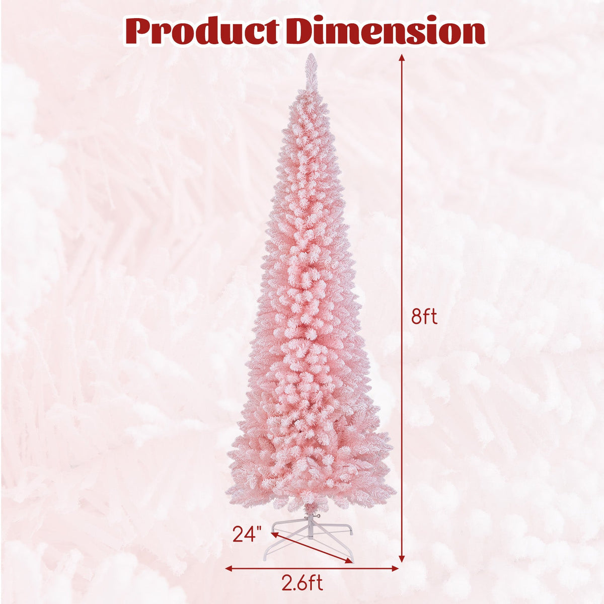 Snow Flocked 7 FT Artificial Pink Xmas Tree with 635 Branch Tips