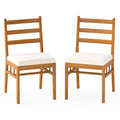 Solid Acacia Wood Patio Chair Set of 2 Armless Chair-White