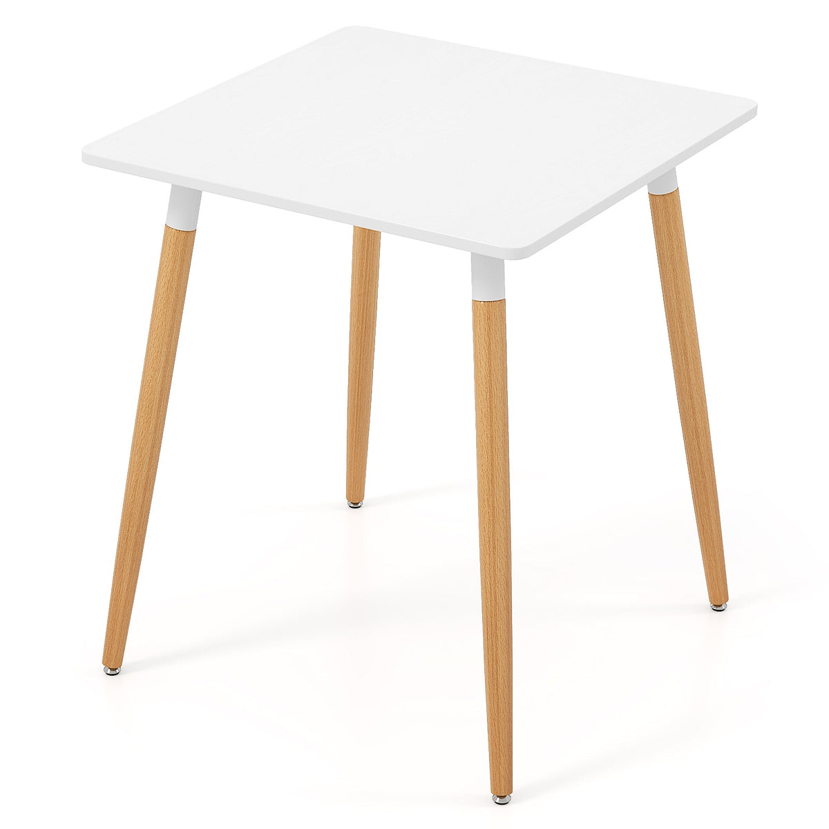 Square Dining Table with Adjustable Foot Pads for Dining Room Kitchen-White