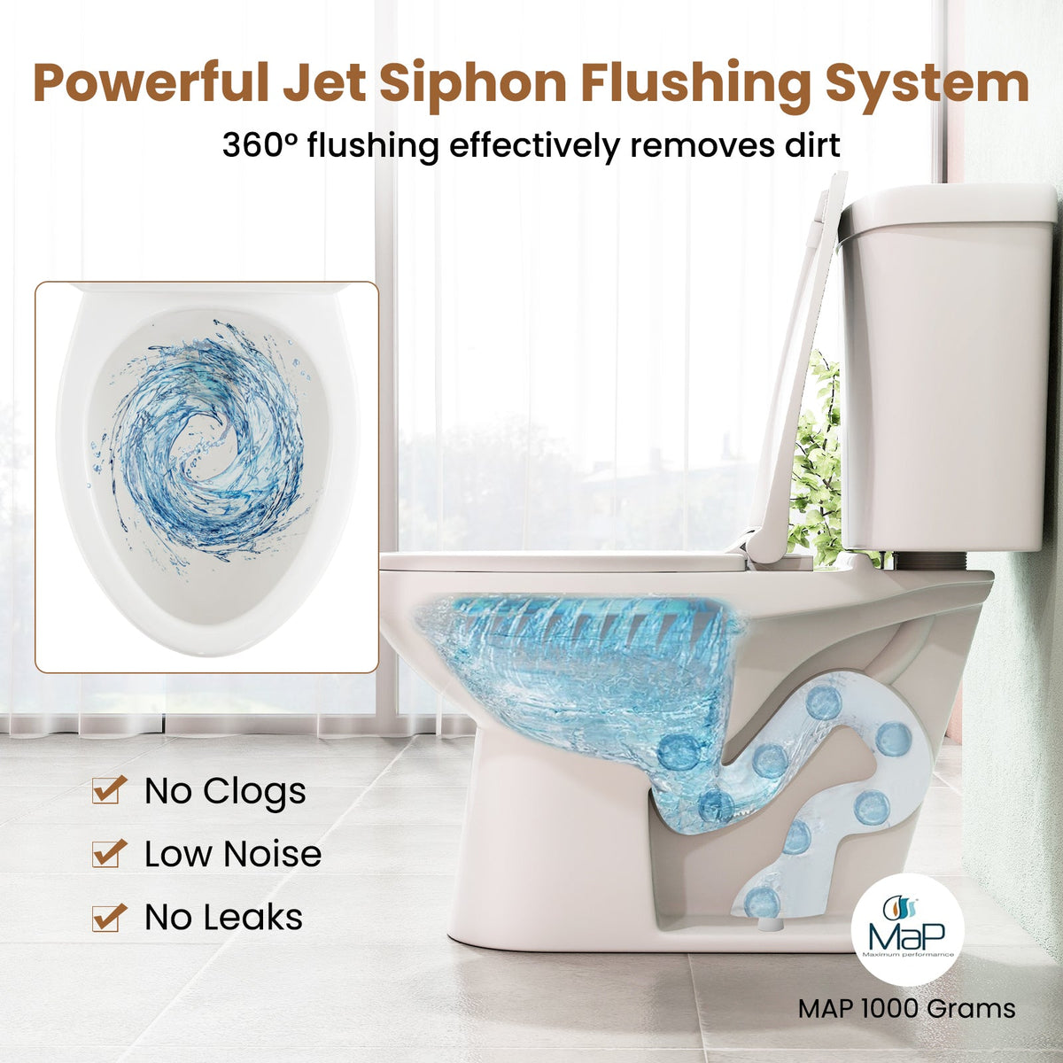 Standard Toilet with 17.5 Inch ADA Comfort Chair Height Seat