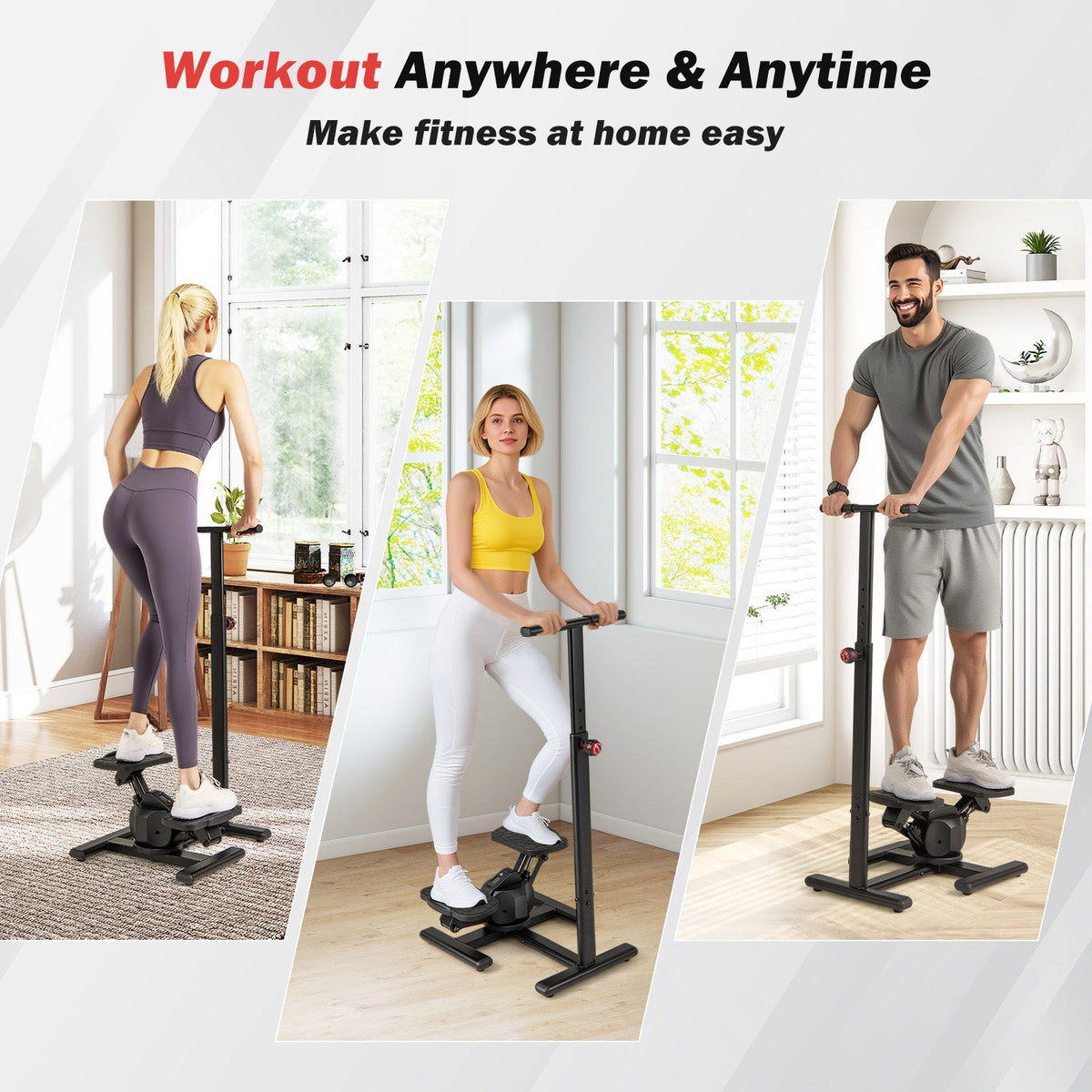 Steppers for Exercise Twist Stair Stepper Workout Equipmen-Black