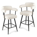 Swivel Bar Stool Set of 2 Counter Height Chairs with Curved Back and Arms