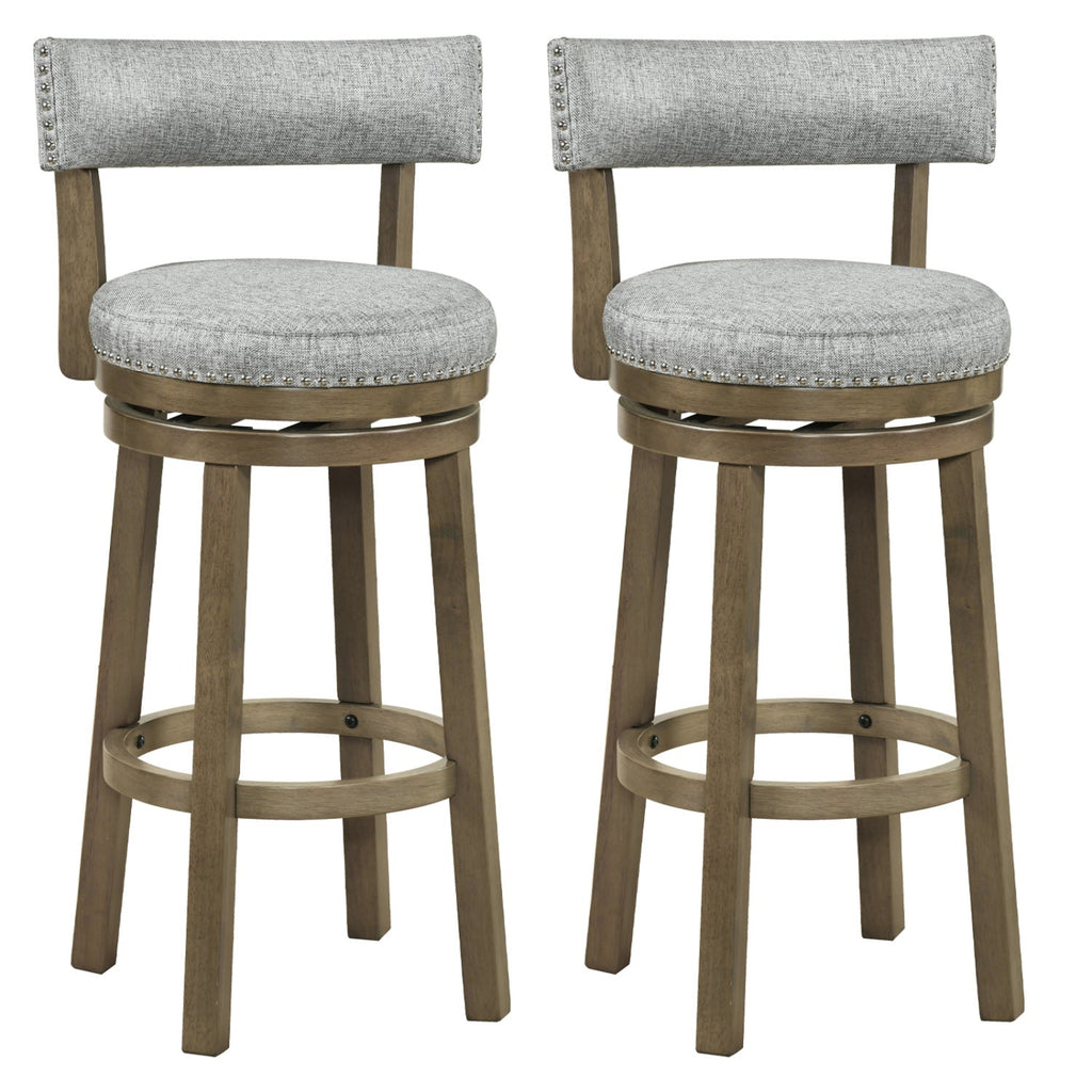 Swivel Bar Stools Set of 2 Linen Fabric Upholstered Barstools with Back-31.5 Inches