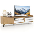 TV Stand for TVs up to 80 Inch Mid Century Modern Entertainment Center with Storage Cabinet-Natural