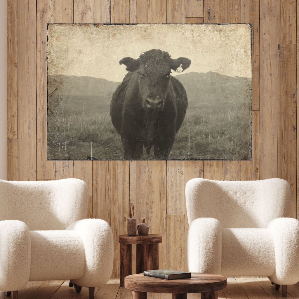 Vintage Angus Portrait Canvas Wall Art