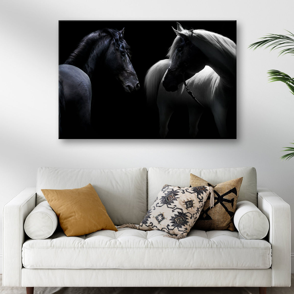 Monochromatic Horses Canvas Wall Art