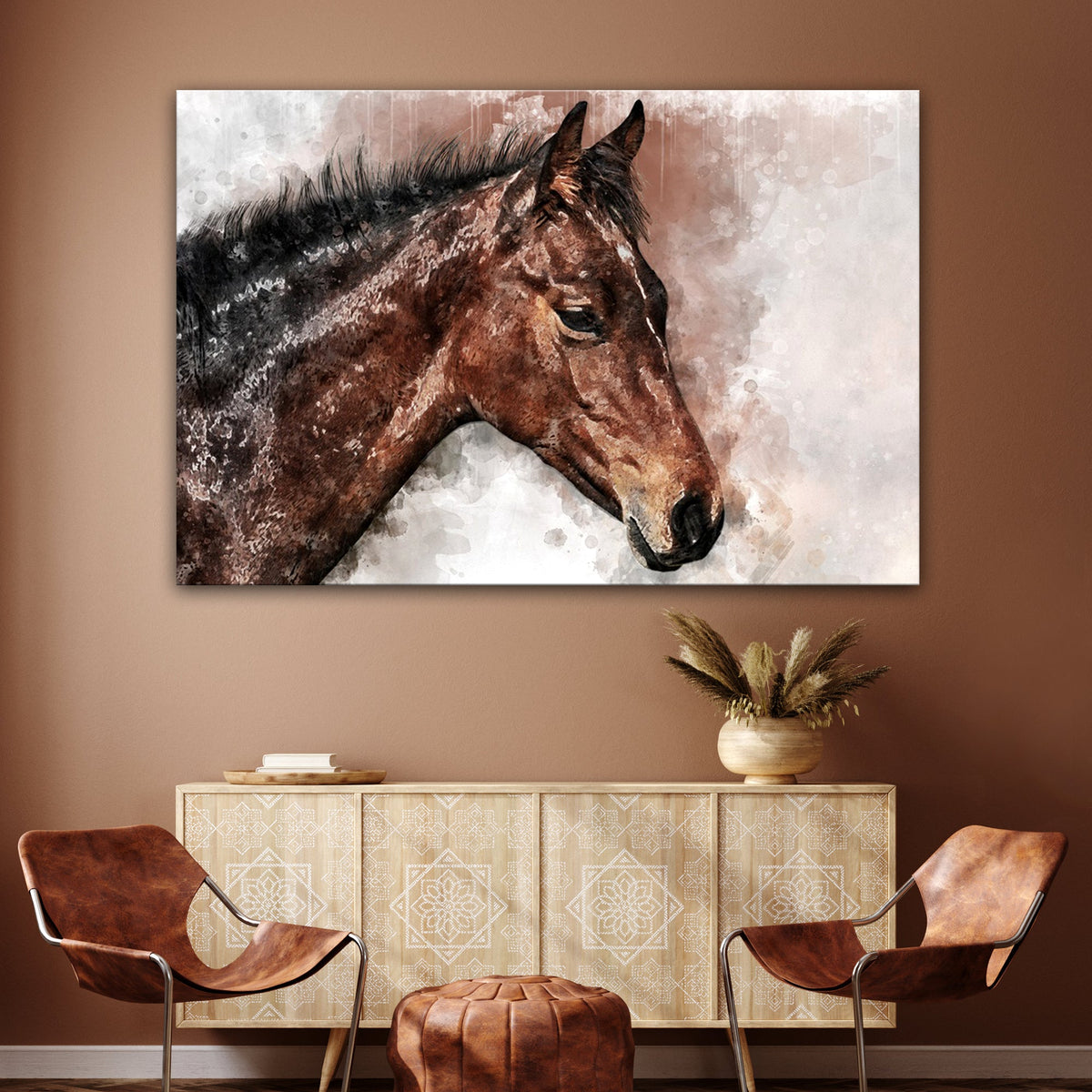 Horse Watercolor Canvas Wall Art