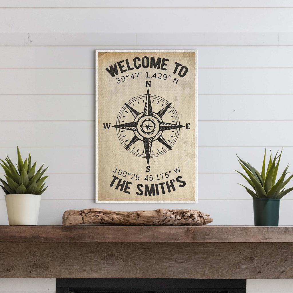 Welcome To Family Home Coordinates Sign