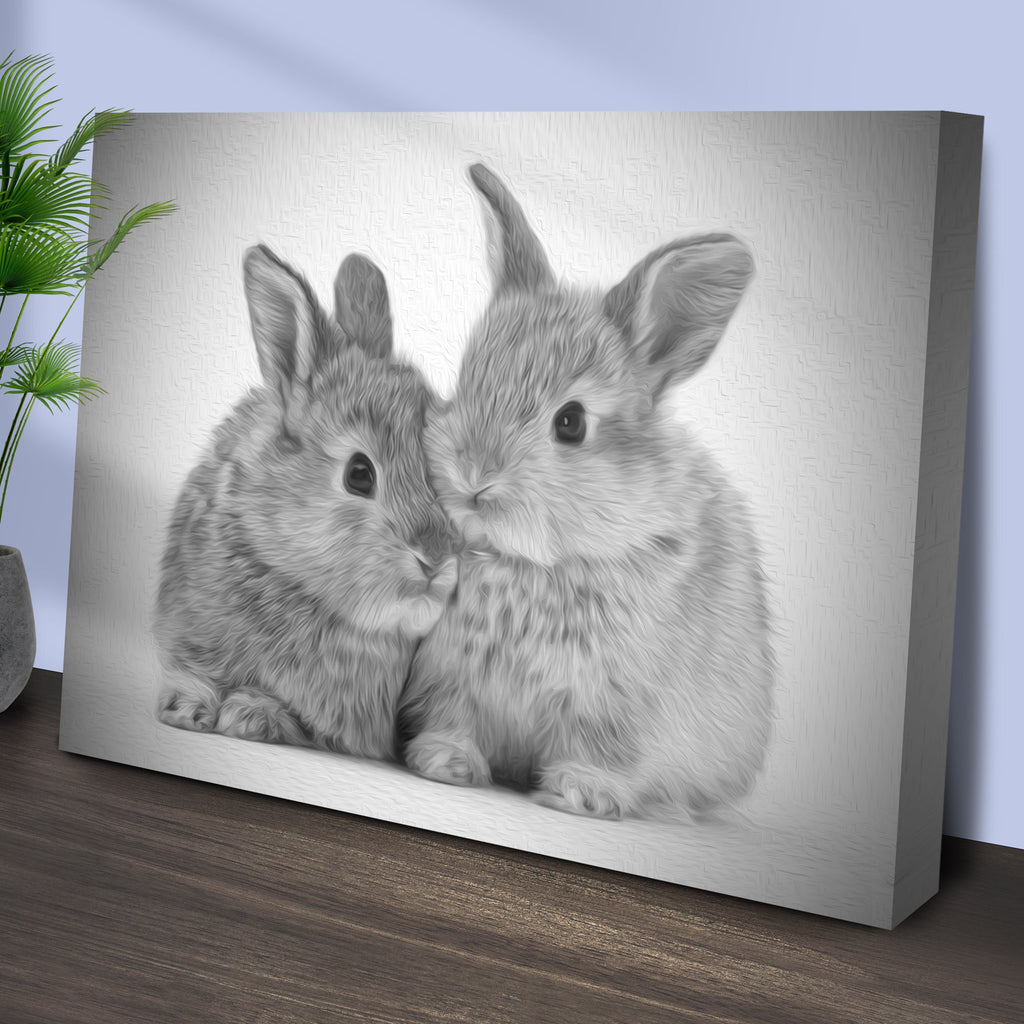 Gray Rabbits Sketch Canvas Wall Art