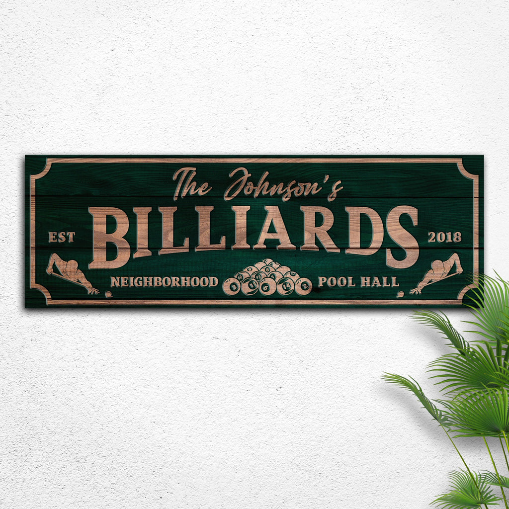 Neighborhood Pool Hall Billiards Sign