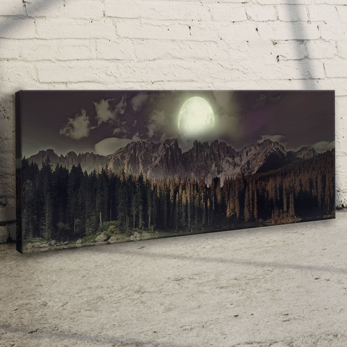 Full Moon Setting Canvas Wall Art