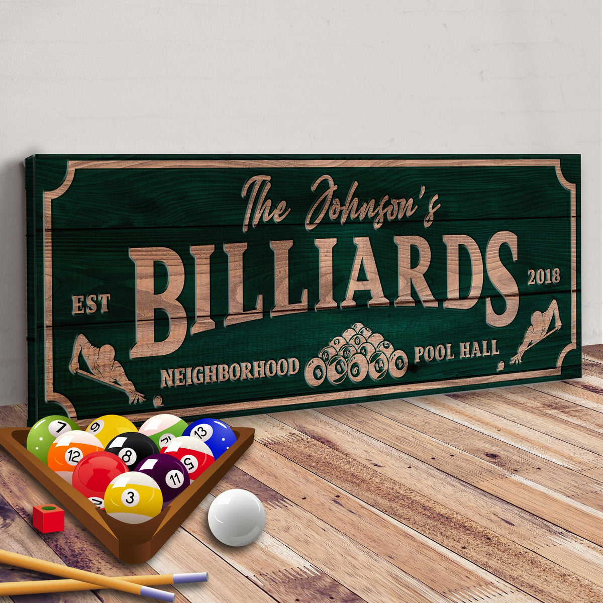 Neighborhood Pool Hall Billiards Sign