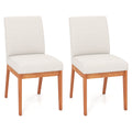 Upholstered Dining Chairs Set of 2 Kitchen Armless Side Chairs with Rubber Wood Legs-Beige