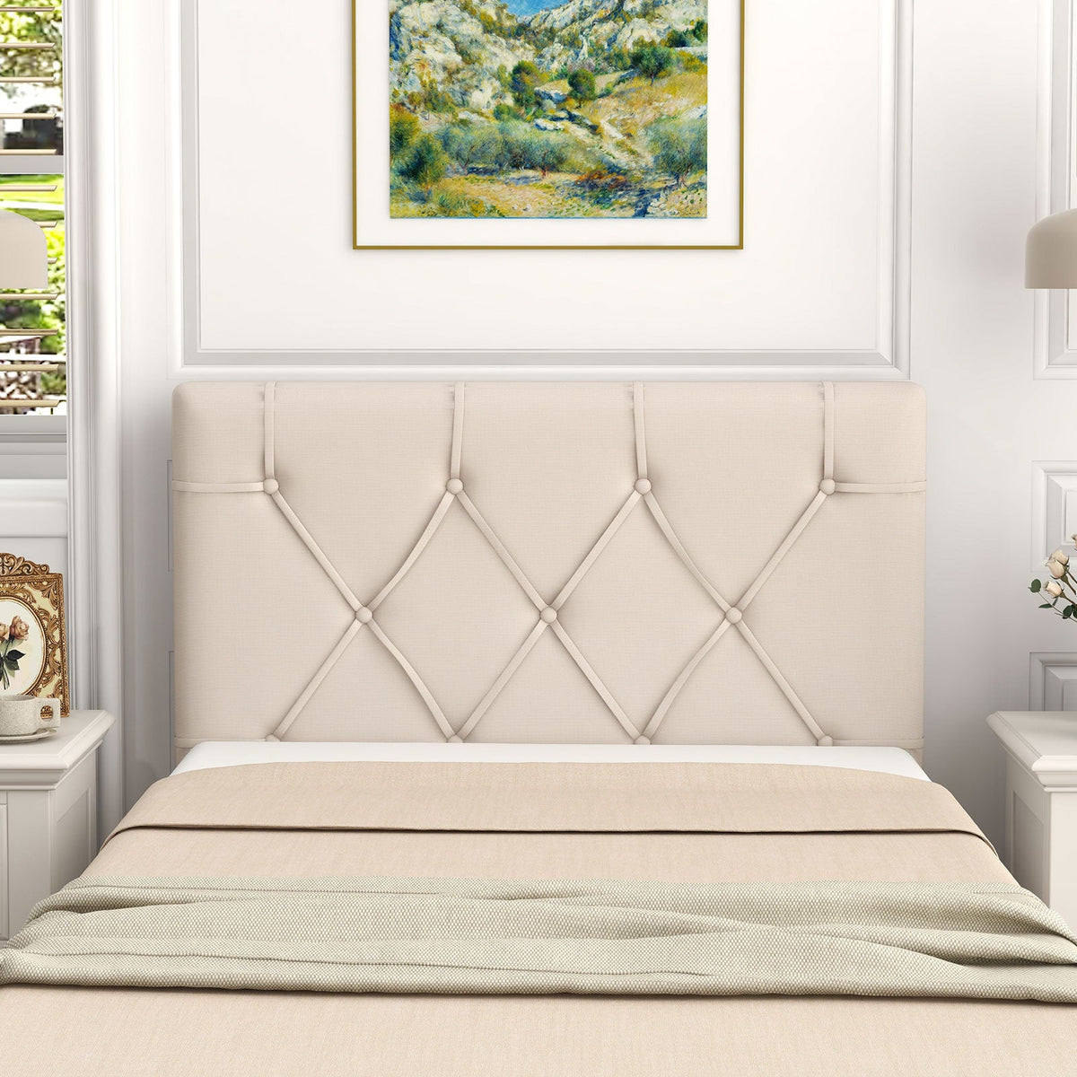 Upholstered Headboard for Twin Size Bed with Fabric Upholstery