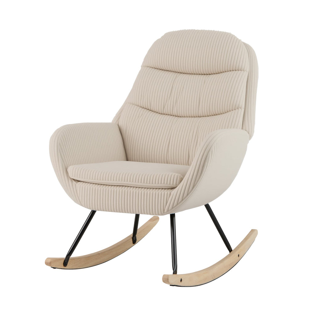 Upholstered Rocking Chair Nursery Glider Rocker with Padded Backrest and Seat-Beige