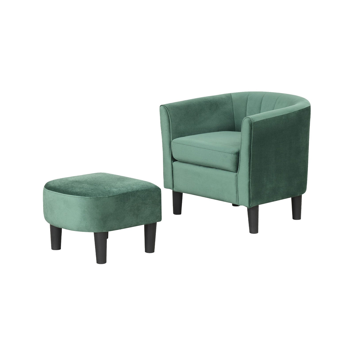 Upholstered Teddy Velvet Club Barrel Chair with Ottoman with Footrest