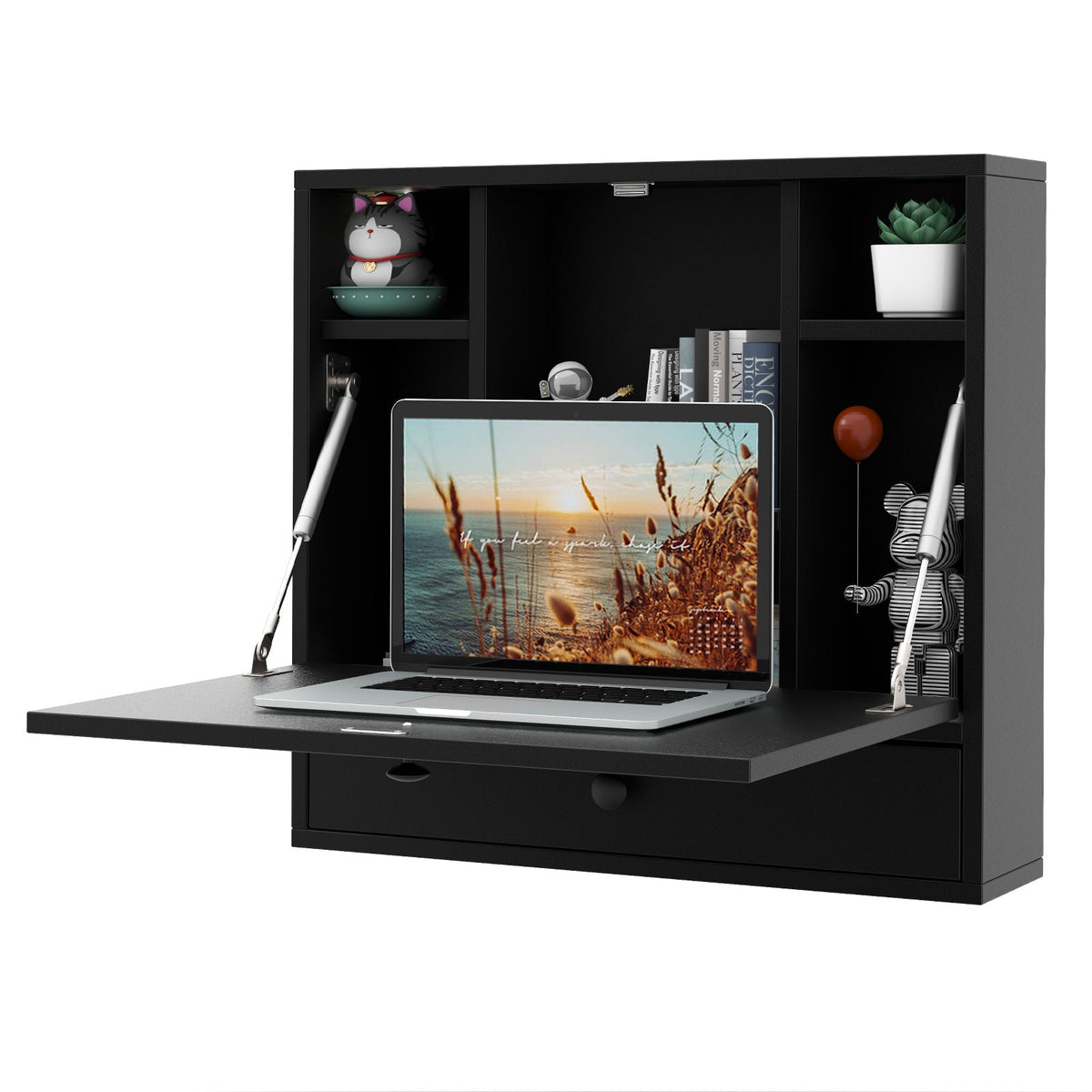 Wall-Mount Floating Desk Foldable Space Saving Laptop Workstation