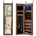 Wall or Door Mounted Jewelry Cabinet with Full-Length Mirror and LED Lights