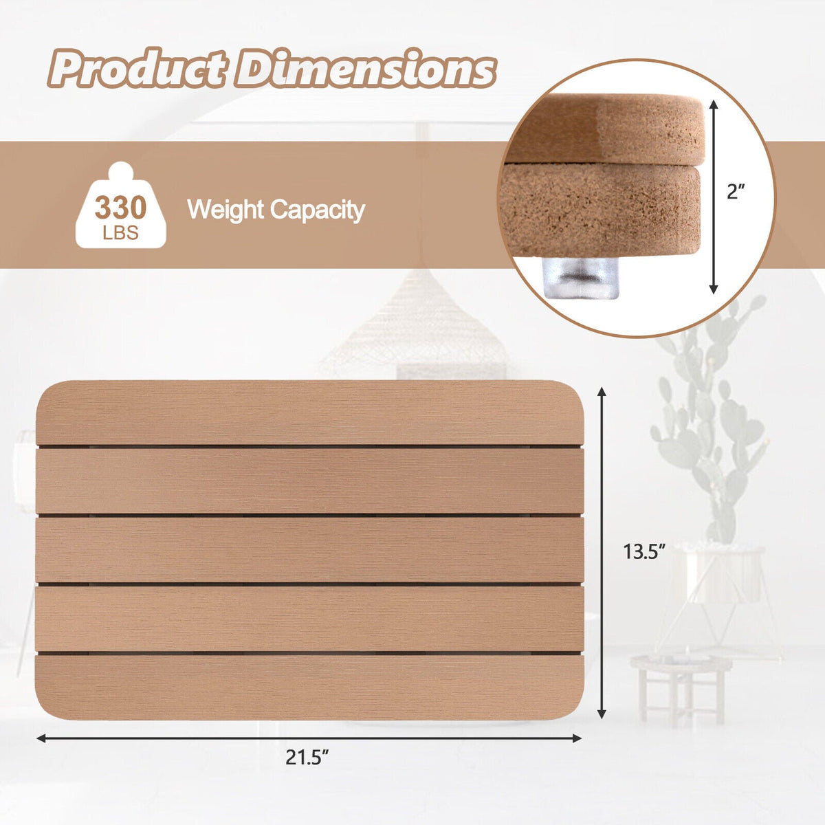 Waterproof HIPS Spa Shower Mat for Bathroom with Non Slip Foot Pads