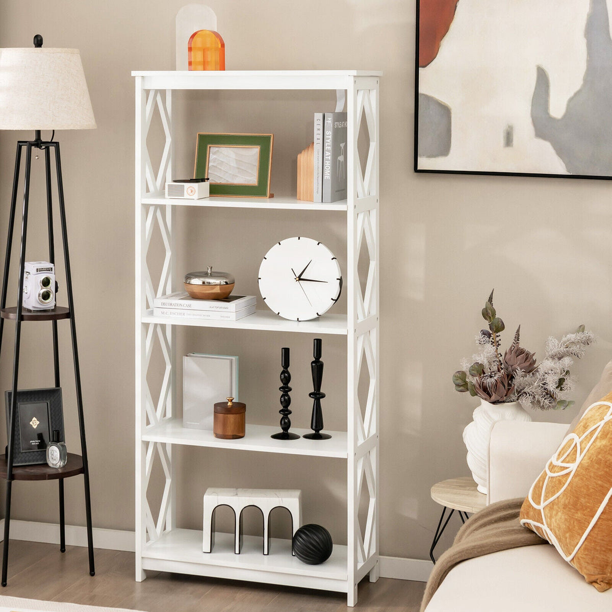 5-Tier Modern Freestanding Bookcase with Open Shelves