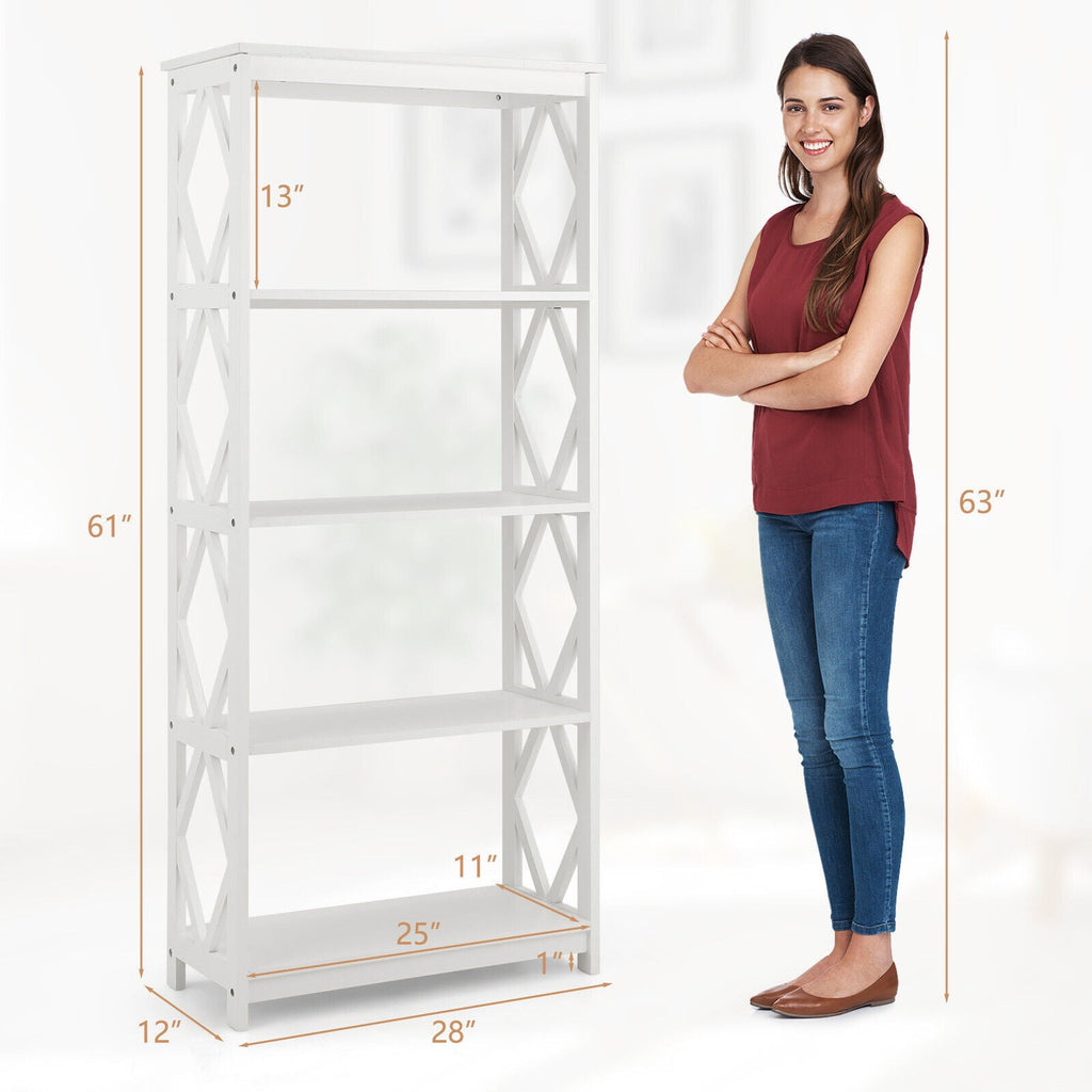 5-Tier Modern Freestanding Bookcase with Open Shelves