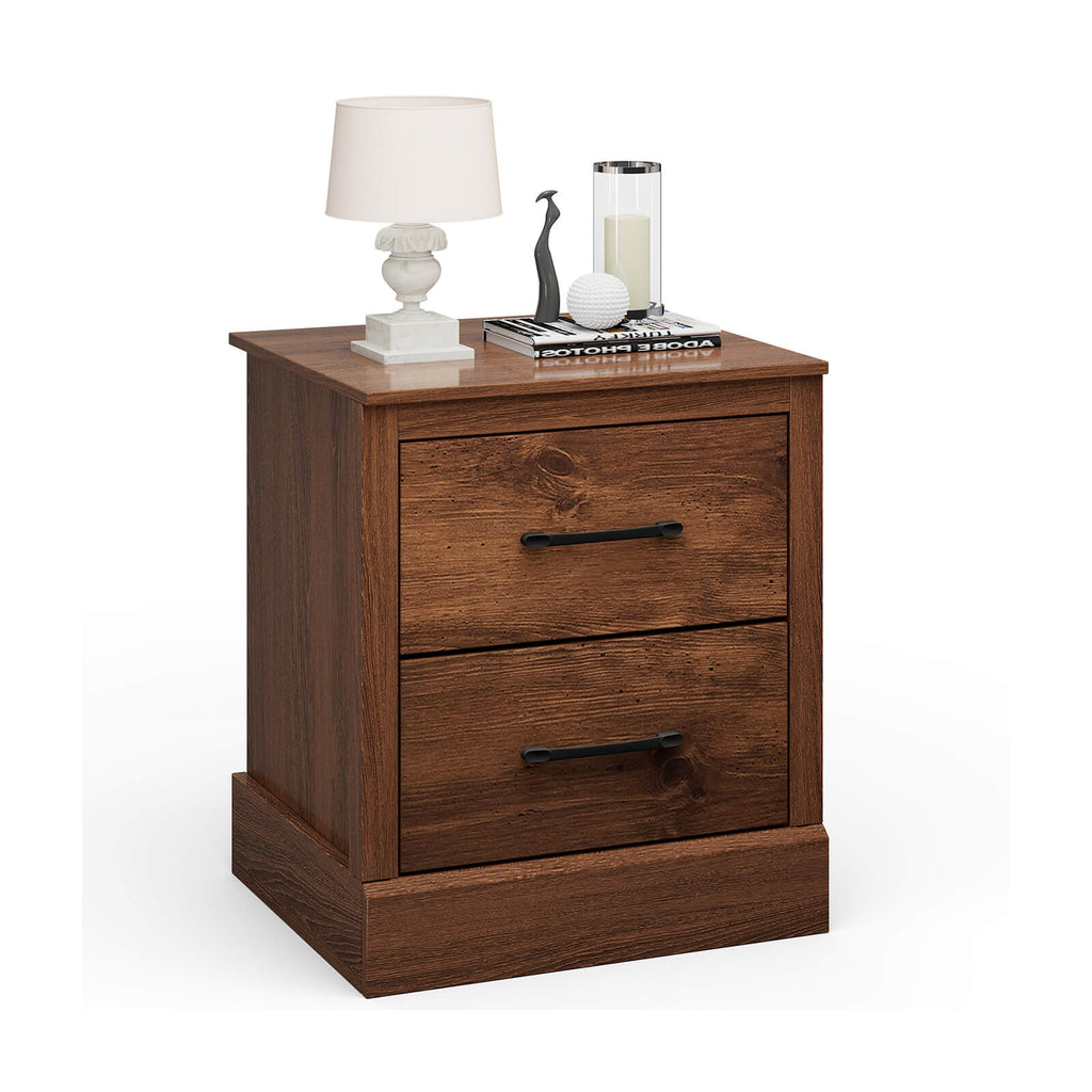 Wood Compact Floor Nightstand with Storage Drawers