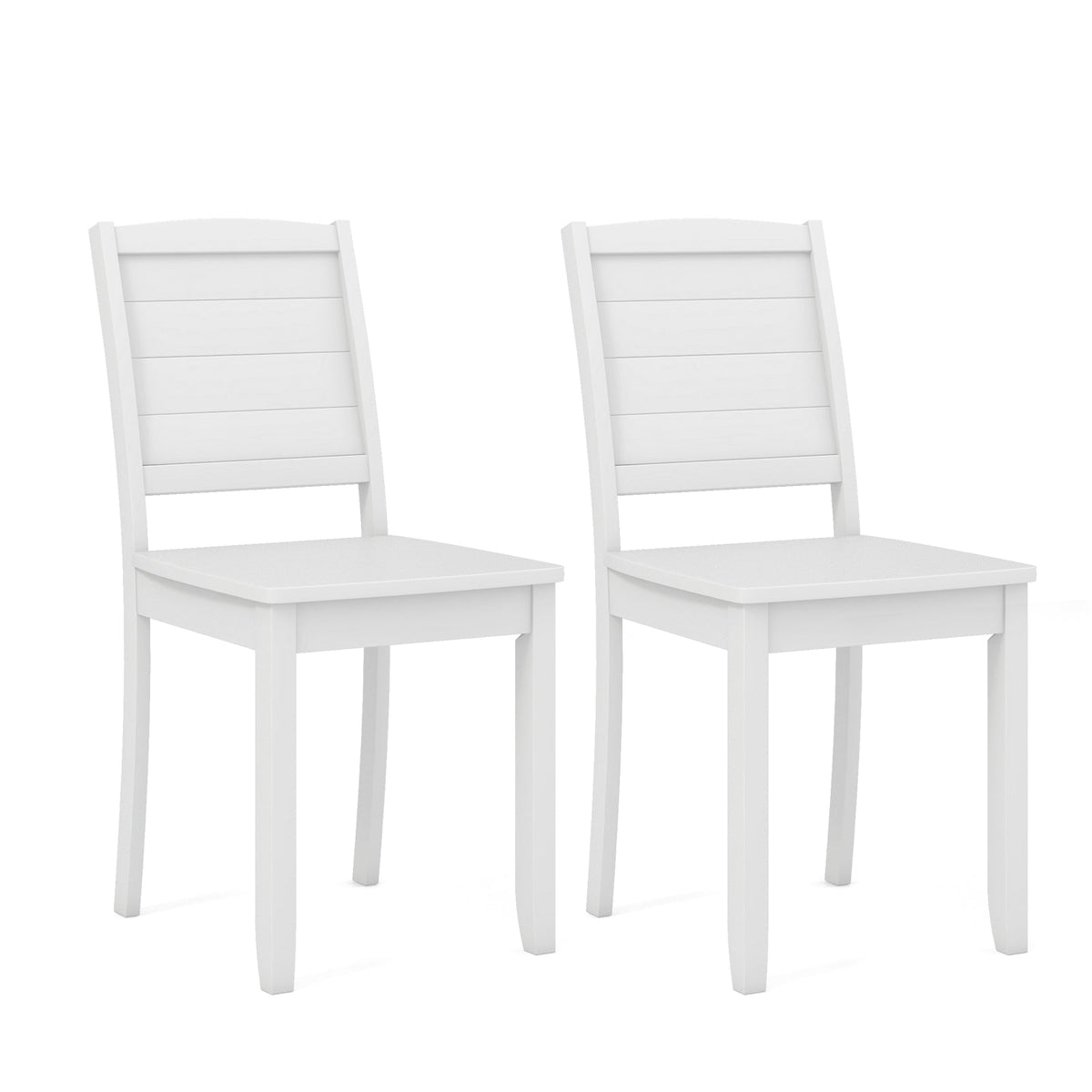 Wood Dining Chair Set of 2 Armless Kitchen Chairs with Rubber Wood Legs