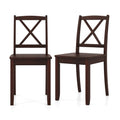 Wood Dining Chair Set of 2 with Rubber Wood Legs and Curved Backrest