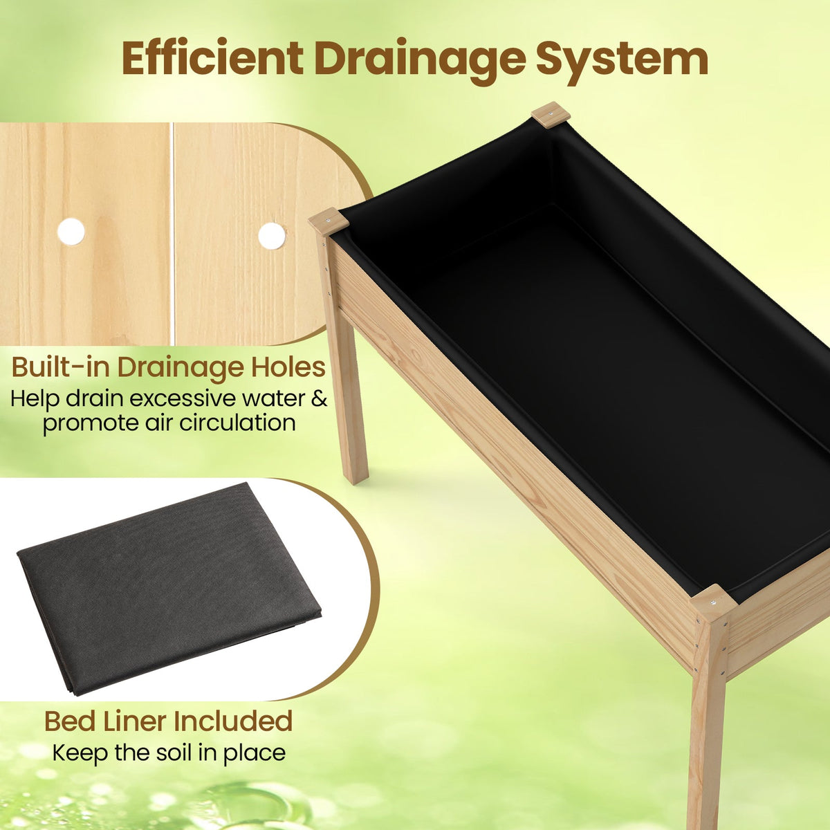 Wooden Raised Vegetable Garden Bed Elevated Grow Vegetable Planter