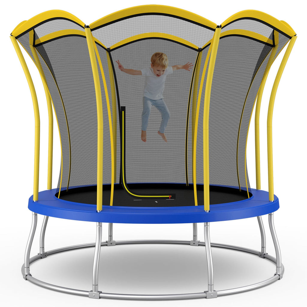 8 Feet Outdoor Unique Flower Shape Trampoline with Enclosure Net