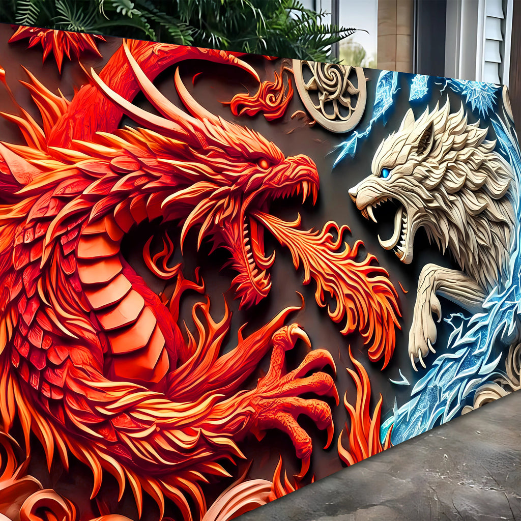 Dragon and Wolf Wall Art V