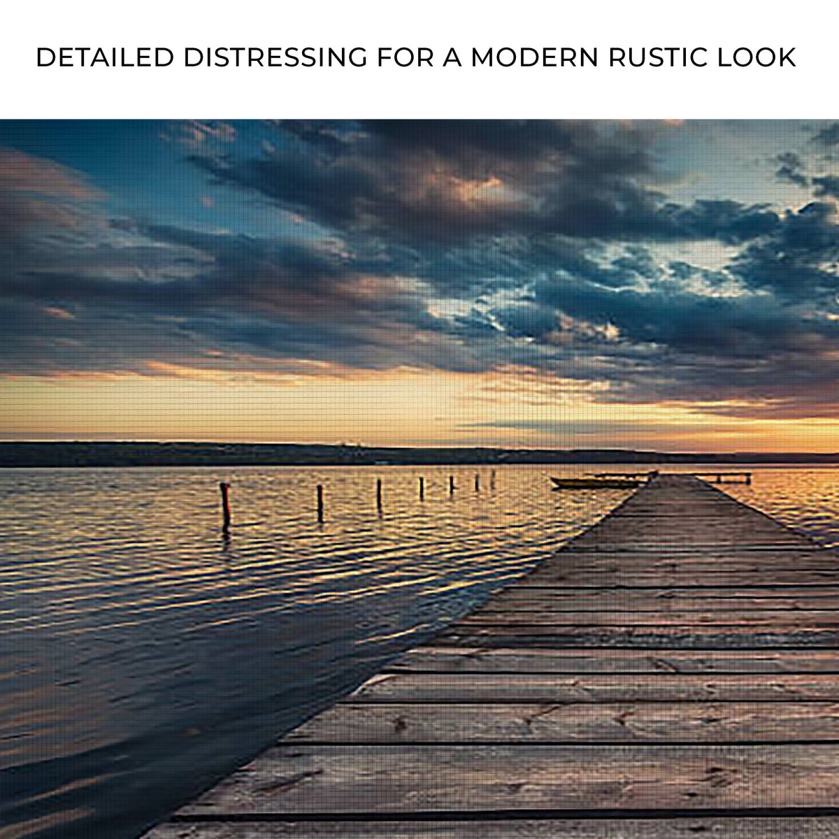 Small Dock By The Vibrant Lake Canvas Wall Art