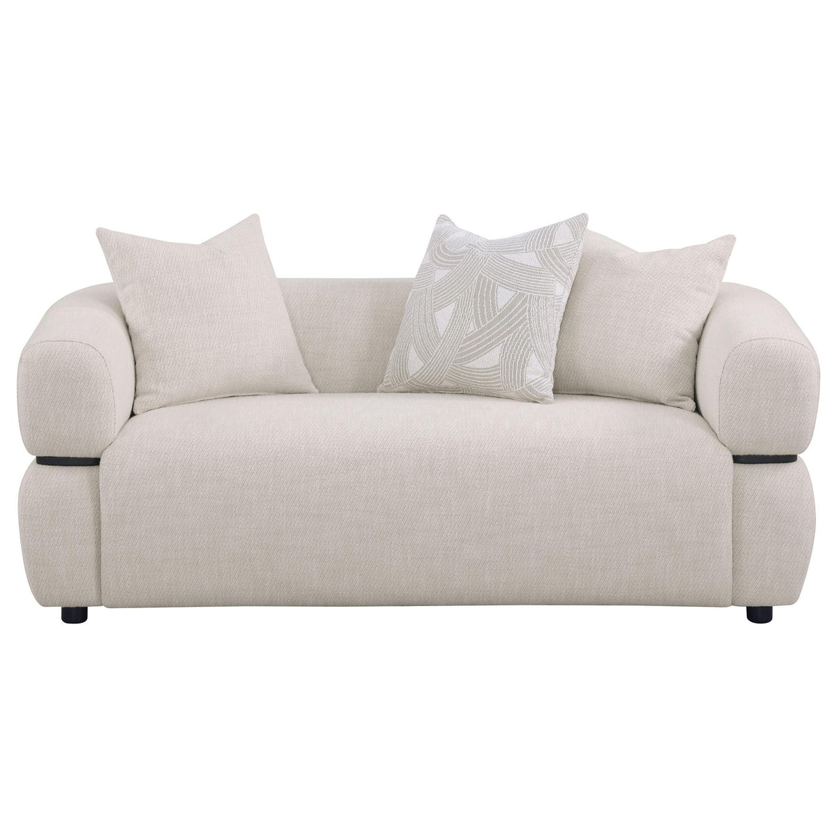 Jeanette 73-inch Fabric Upholstered Round Arm Loveseat Beige