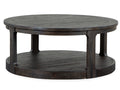 Boswell - Round Cocktail Table (With Casters) - Peppercorn